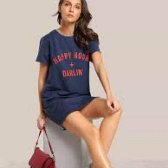 Dress Forum Happy Hour + Darlin' Knit Shift T-shirt Dress Sz L - Picture 1 of 8